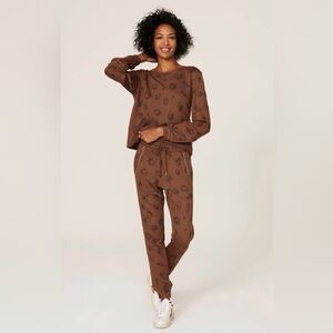 Splendid Corinna “Tiger Eye”👁️ Print Sweat Suit Top and Bottom